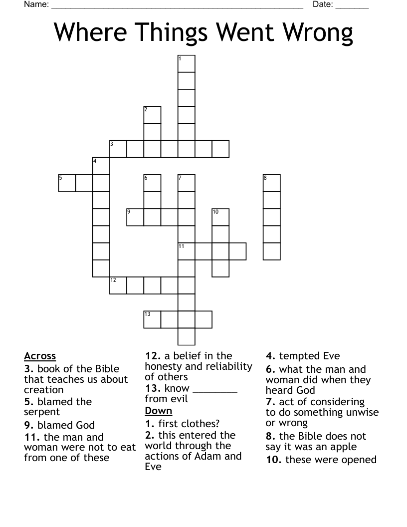 Where Things Went Wrong Crossword