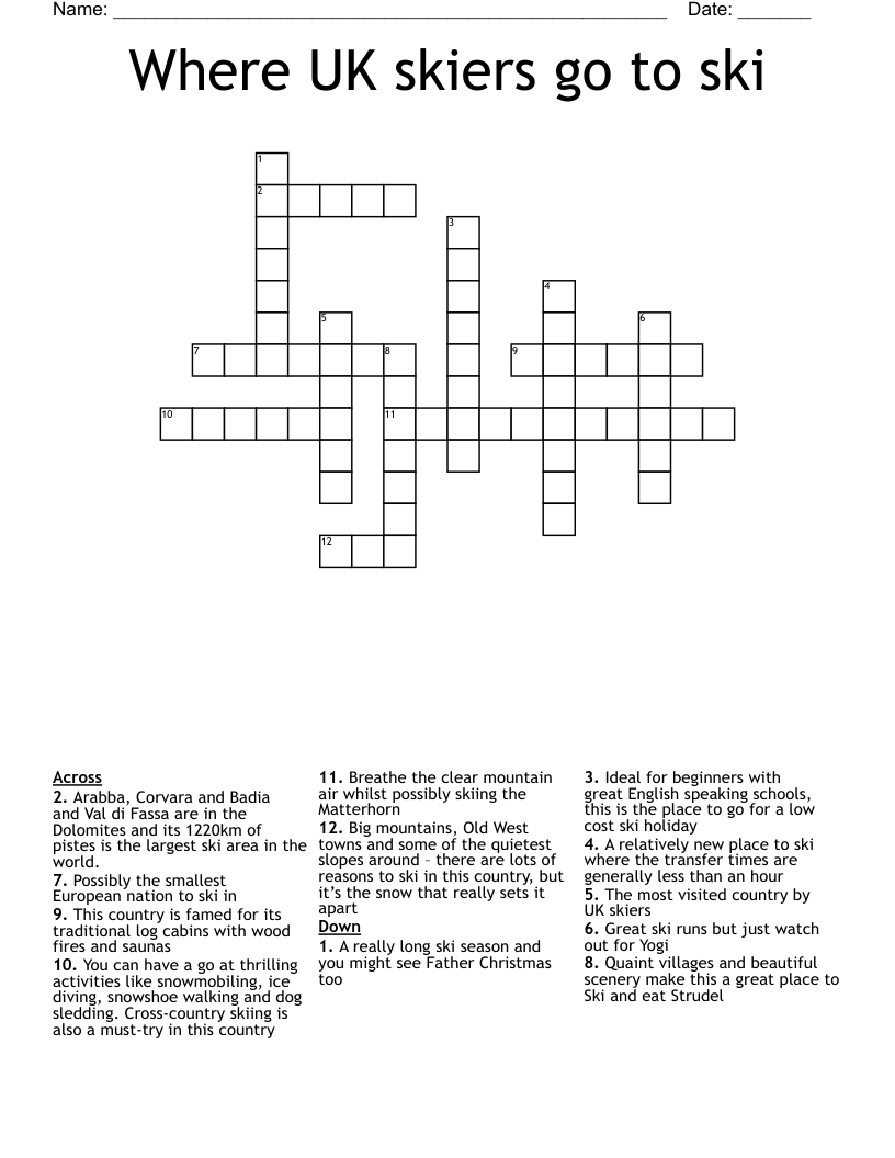 Where UK skiers go to ski Crossword