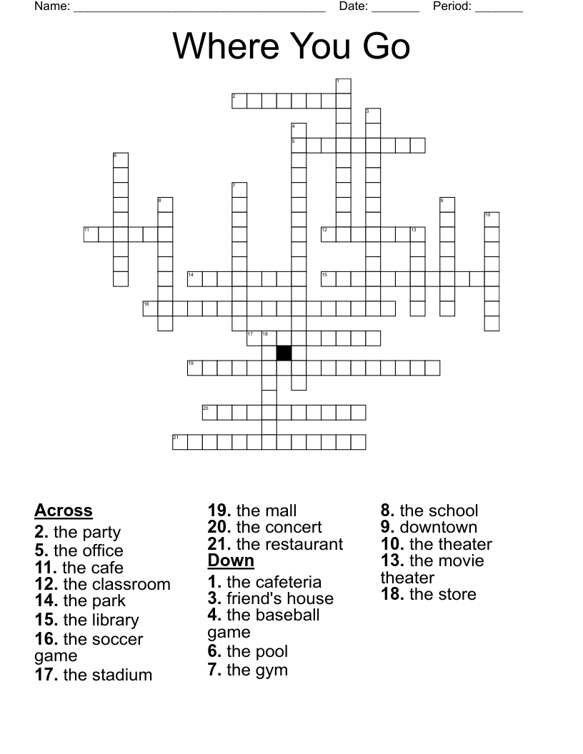 Where You Go Crossword