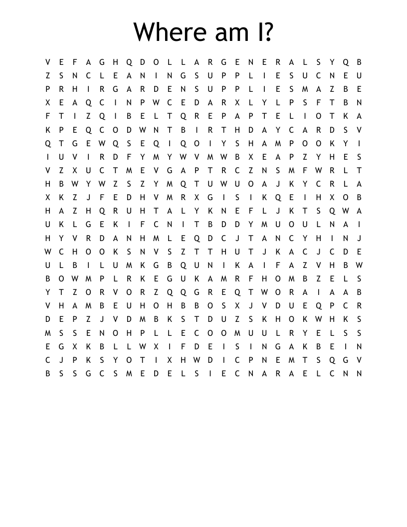 Where am I? Word Search