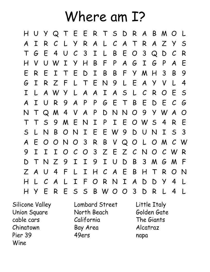 Where am I? Word Search