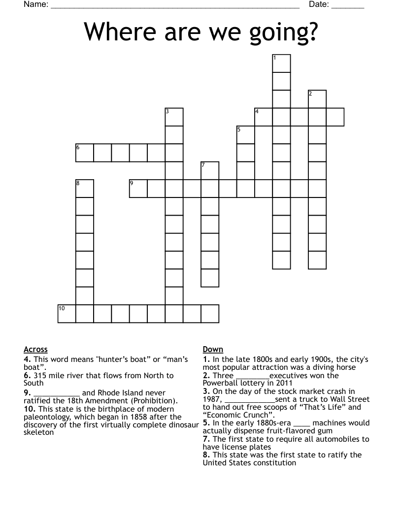 Where are we going? Crossword