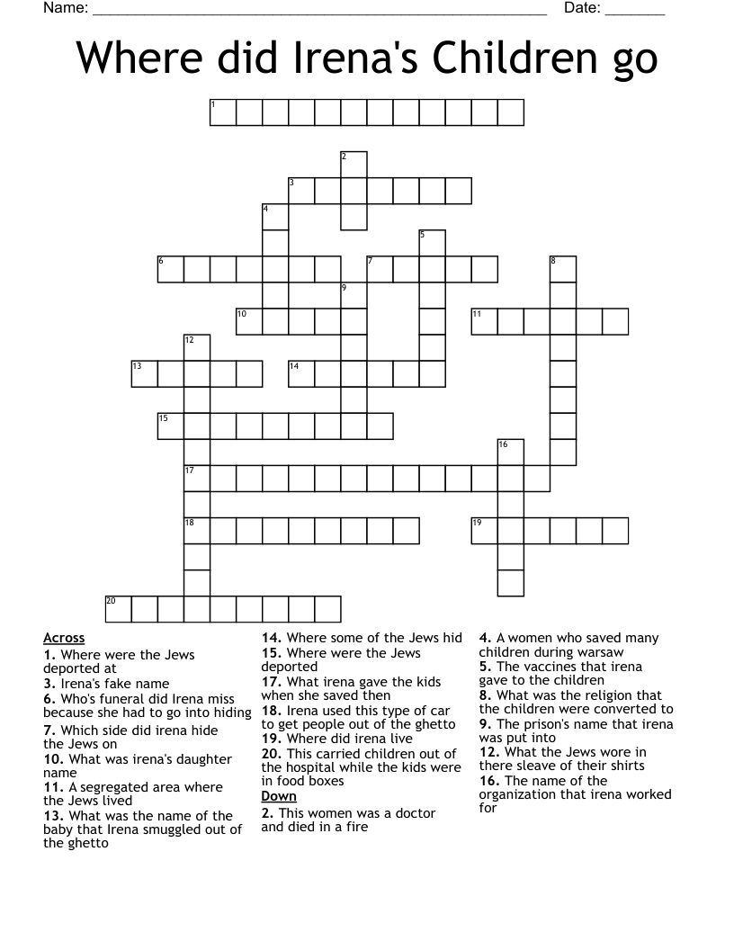 Where did Irena's Children go Crossword