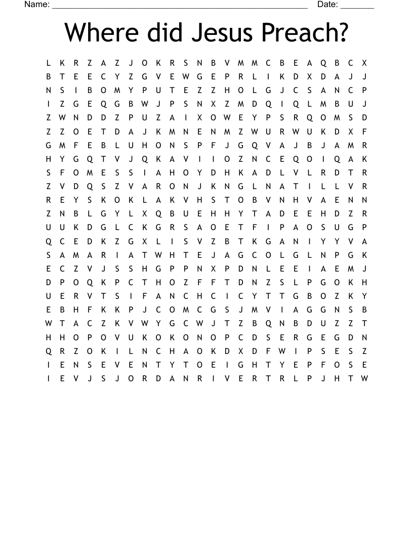 Where did Jesus Preach? Word Search
