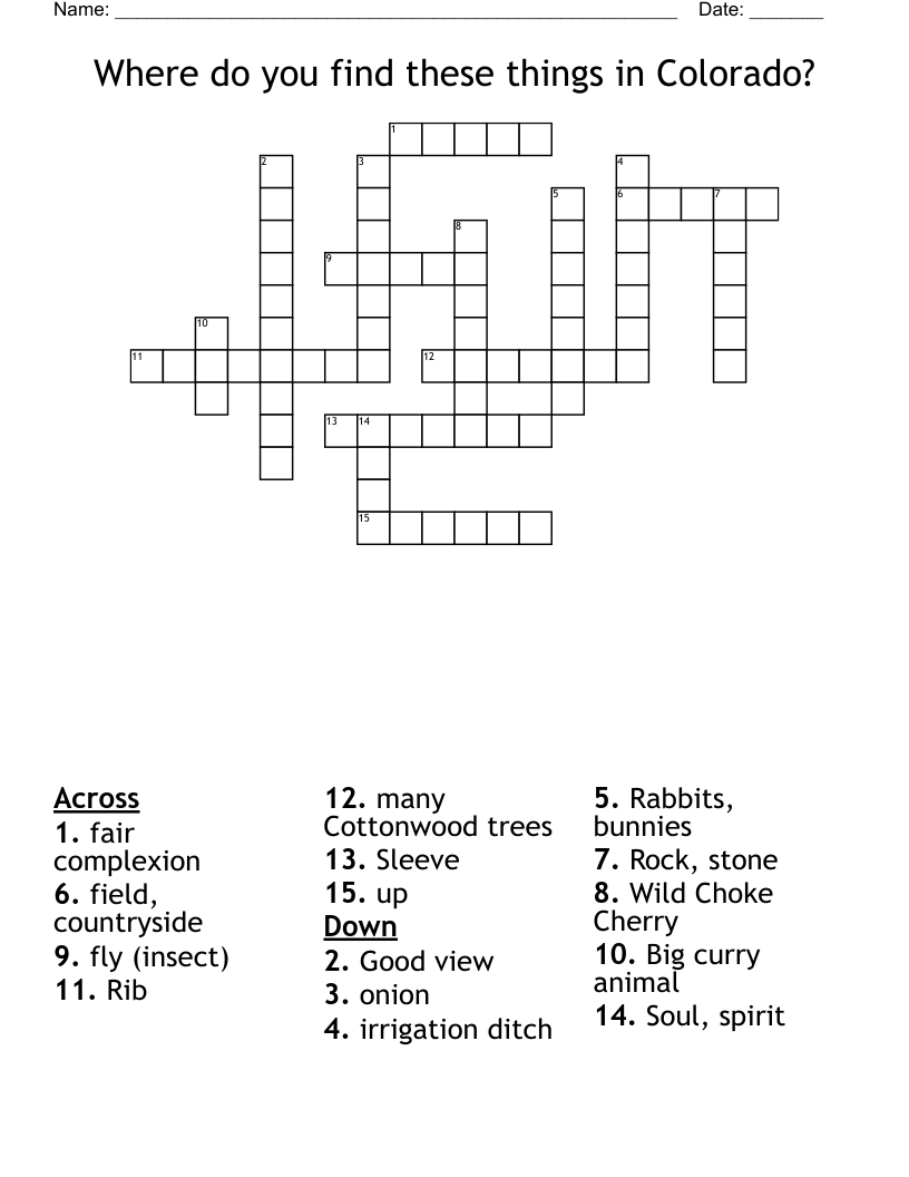 Where do you find these things in Colorado? Crossword