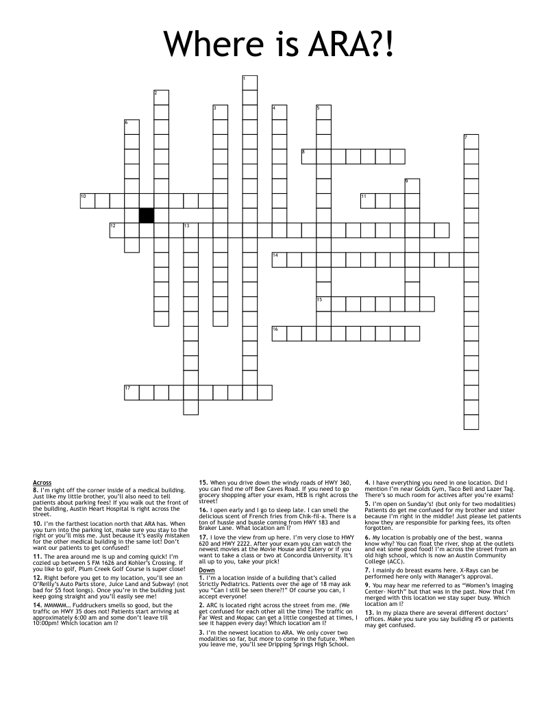 Where is ARA?! Crossword