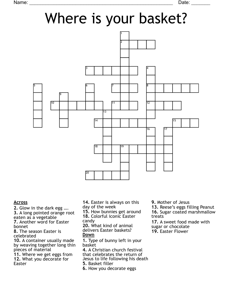 Where is your basket? Crossword