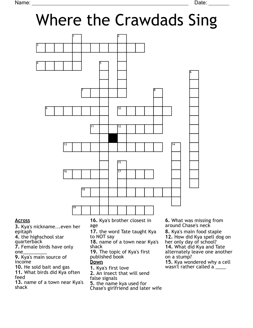 Where the Crawdads Sing Crossword