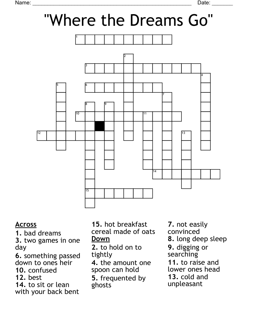"Where the Dreams Go" Crossword