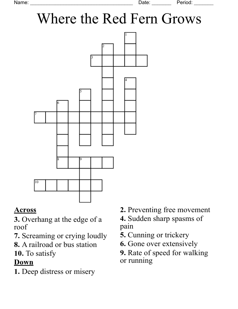 Where the Red Fern Grows Crossword