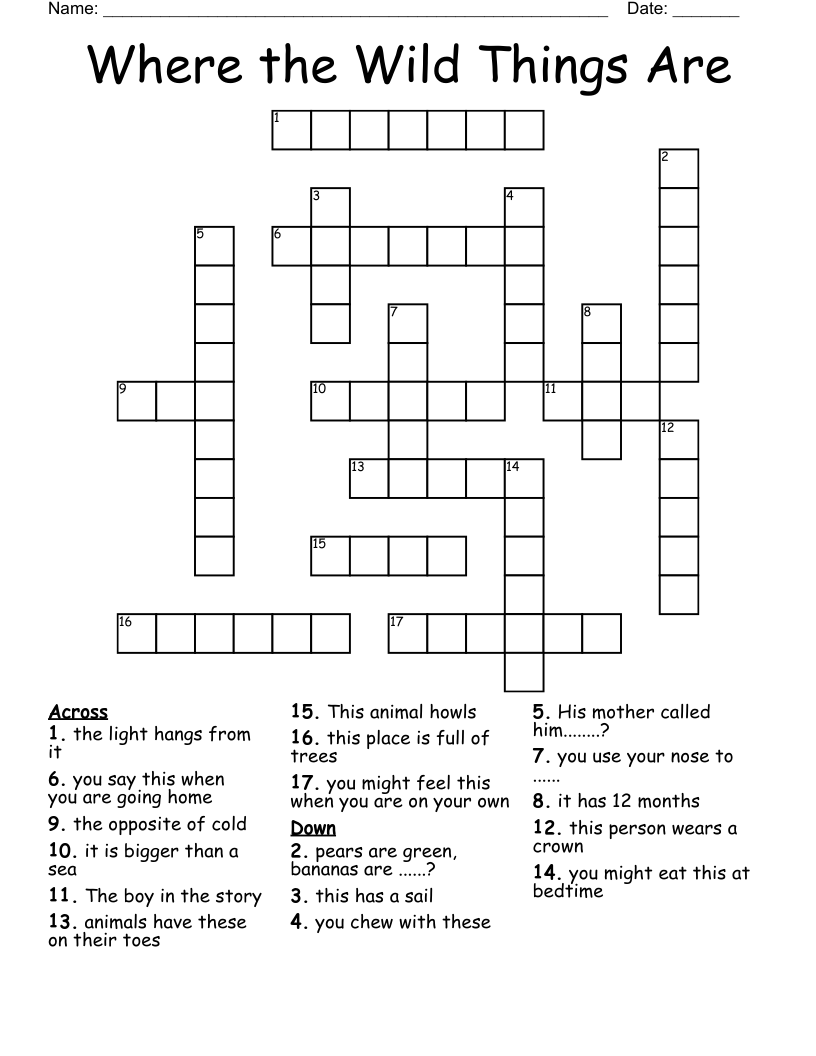 Where the Wild Things Are Crossword