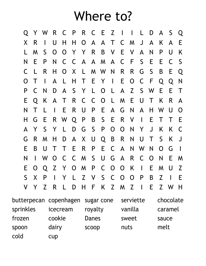 Where to? Word Search