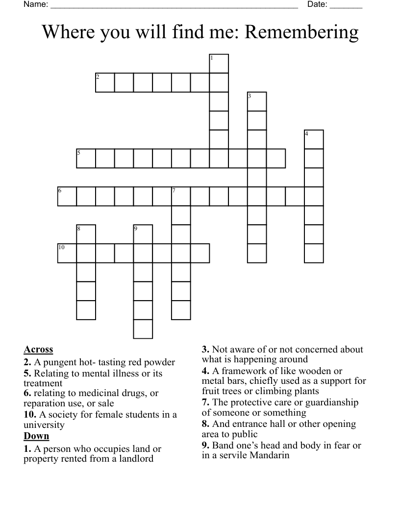 Where you will find me: Remembering Crossword