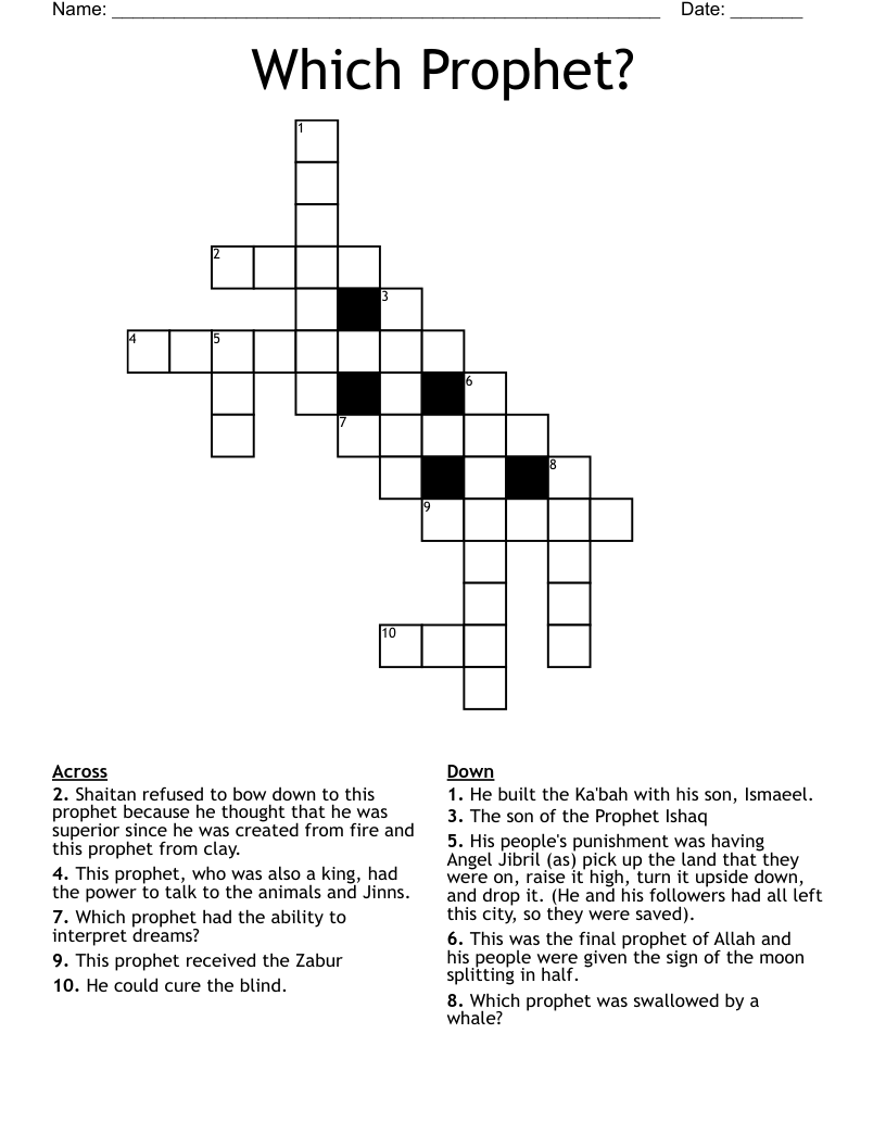 Which Prophet? Crossword