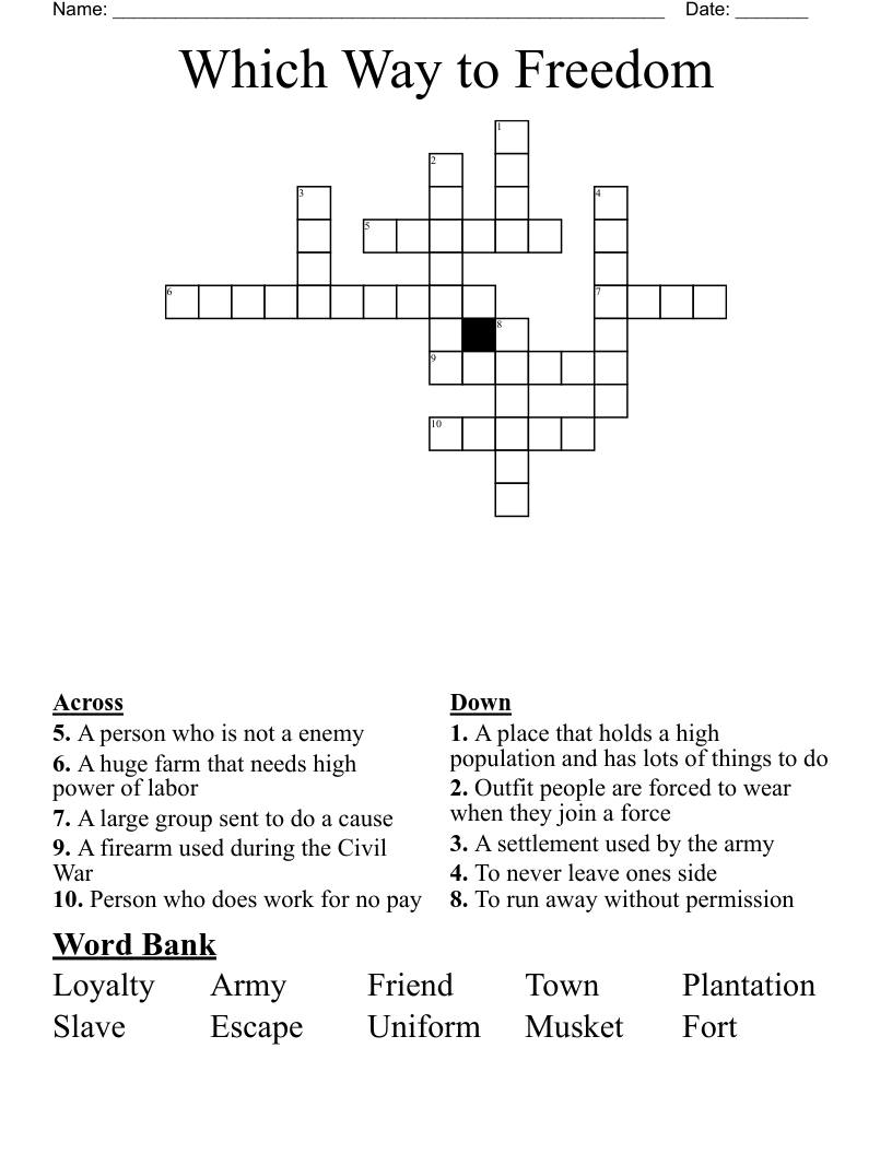 Which Way to Freedom Crossword