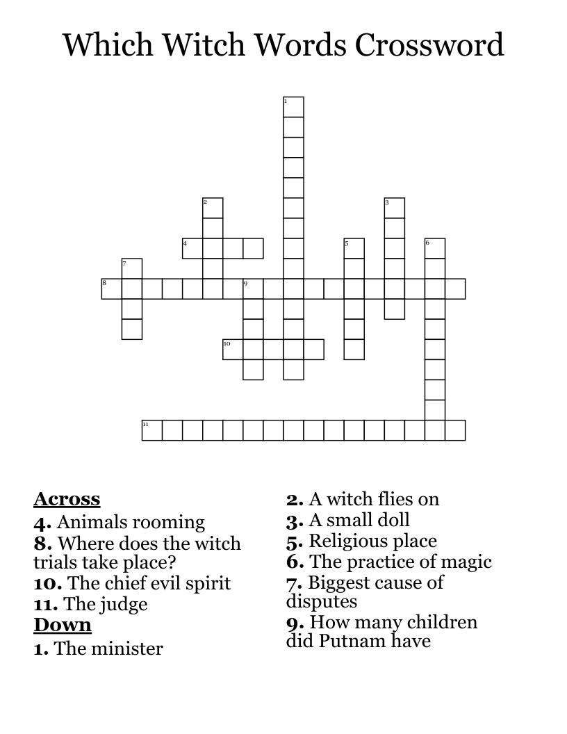 Which Witch Words Crossword 
