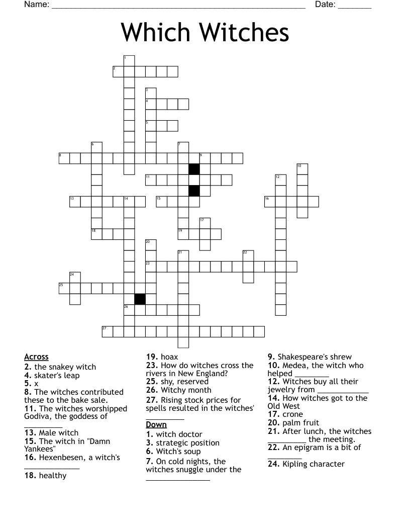 Which Witches Crossword