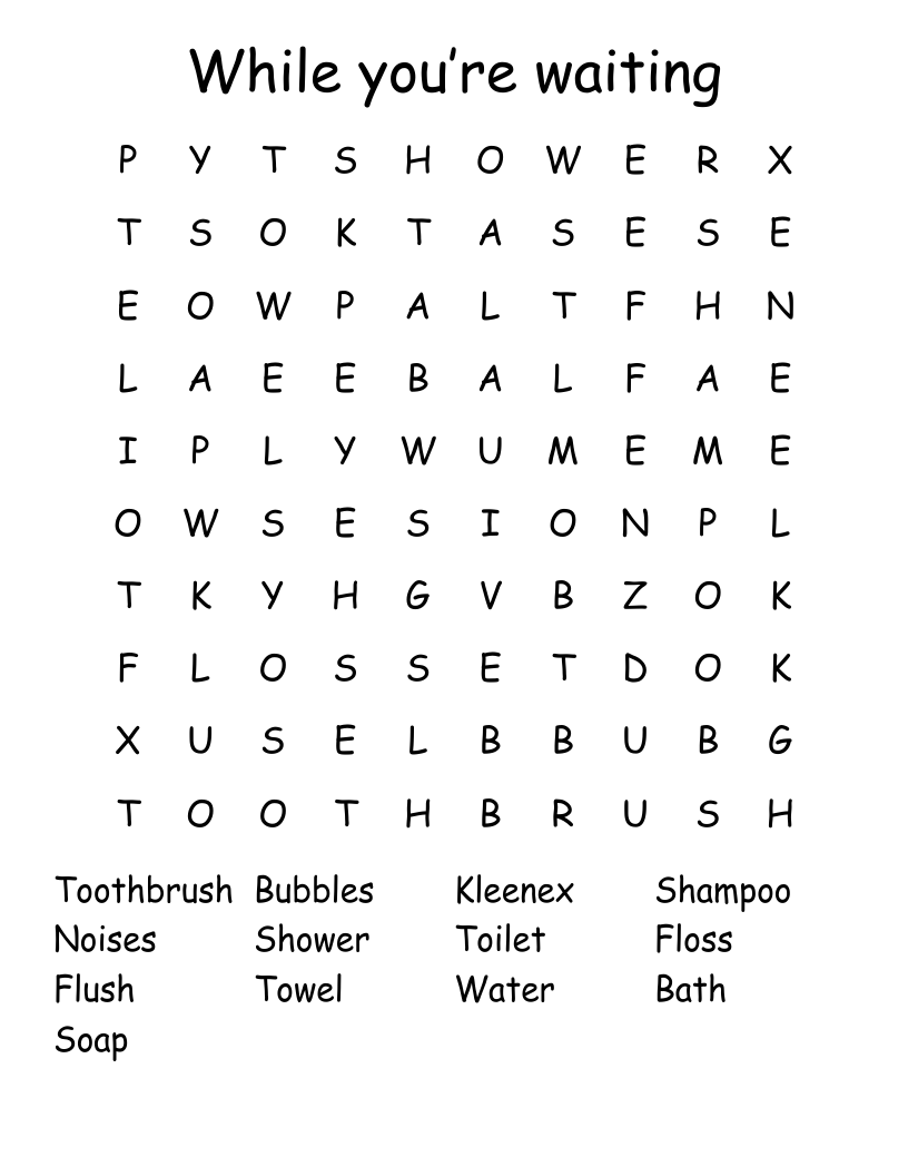 While you’re waiting Word Search