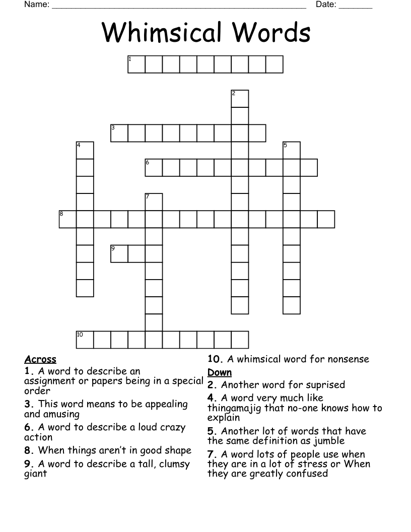 Whimsical Words Crossword