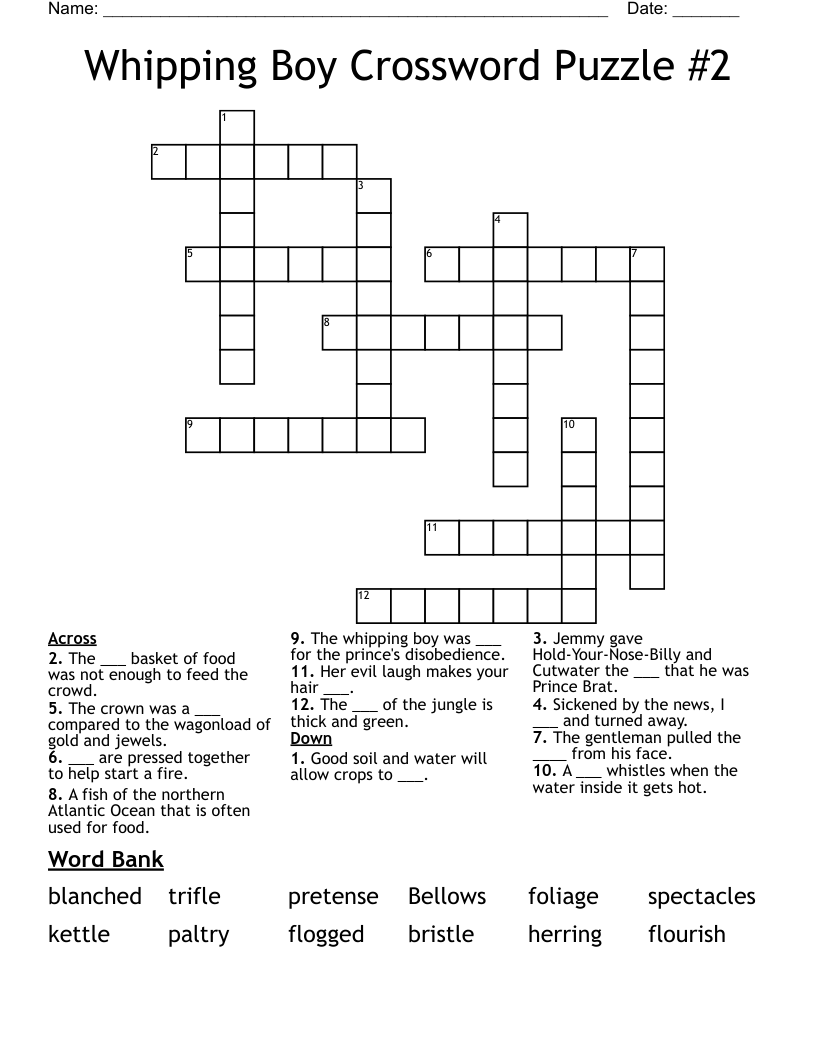 Whipping Boy Crossword Puzzle #2