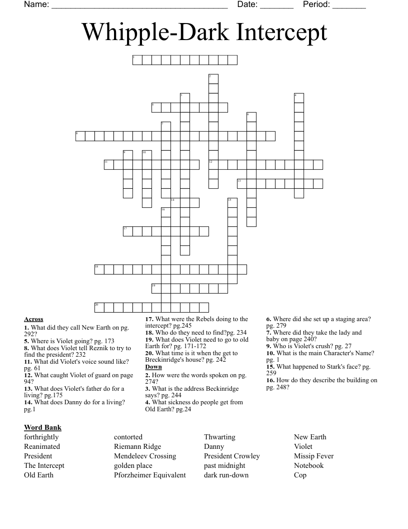 Whipple-Dark Intercept Crossword