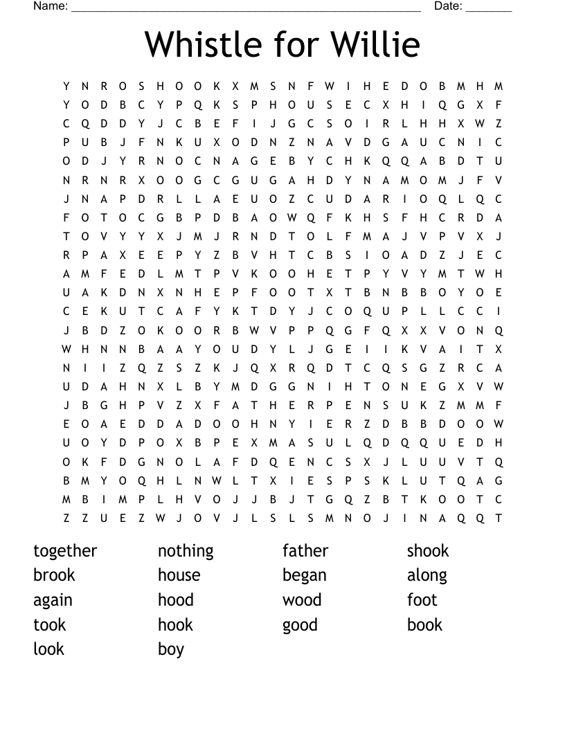 Whistle for Willie Word Search