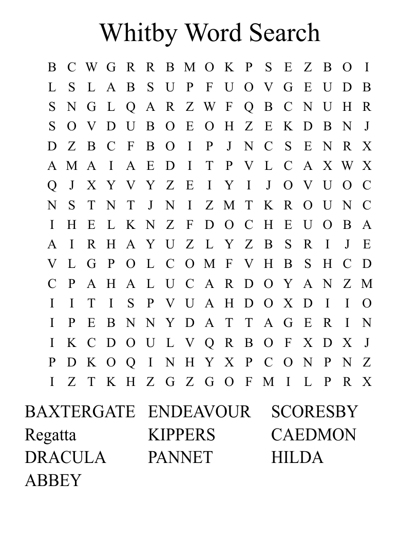 Whitby Word Search