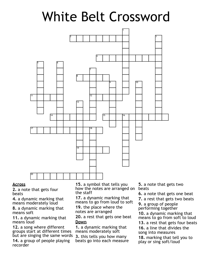 White Belt Crossword