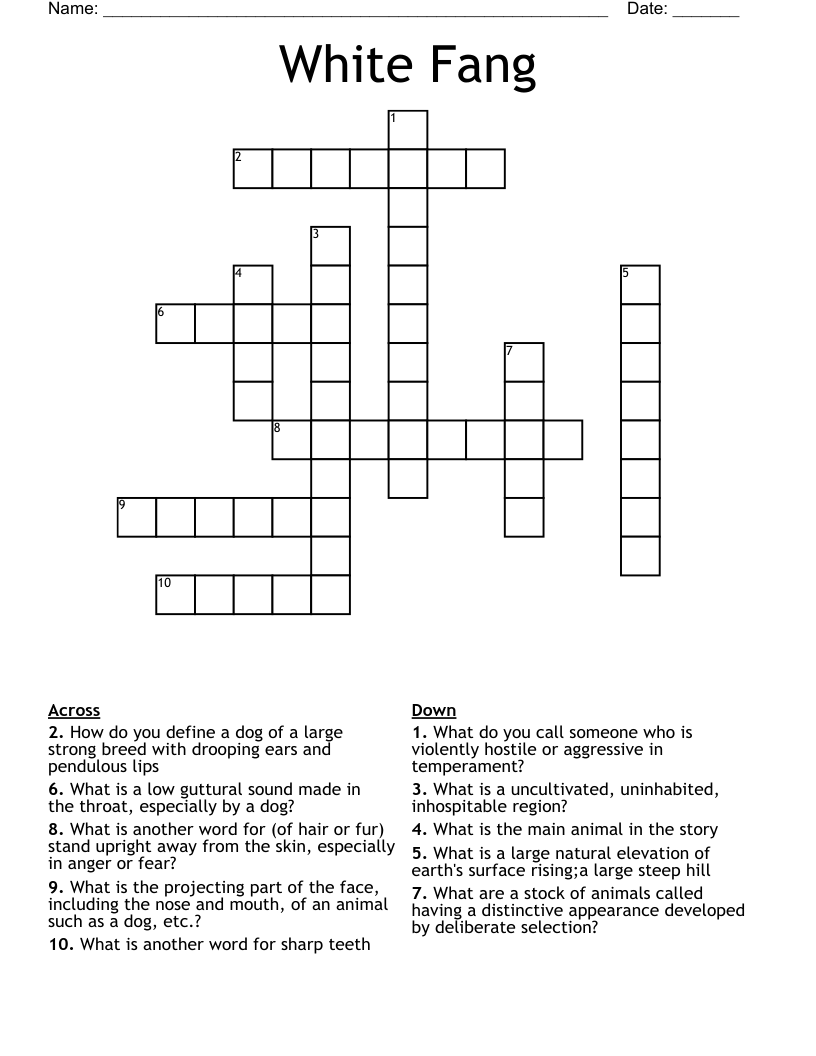 White Fang Crossword