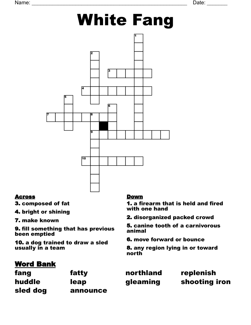 White Fang Crossword