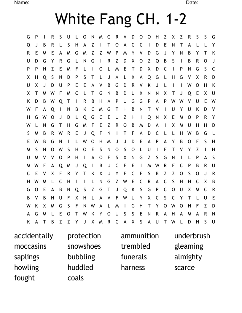 White Fang CH. 1-2 Word Search