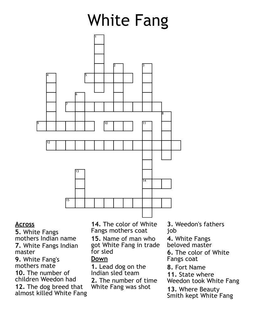 White Fang  Crossword