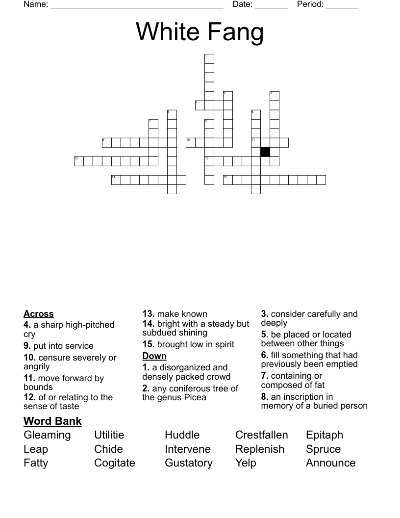 White Fang  Crossword