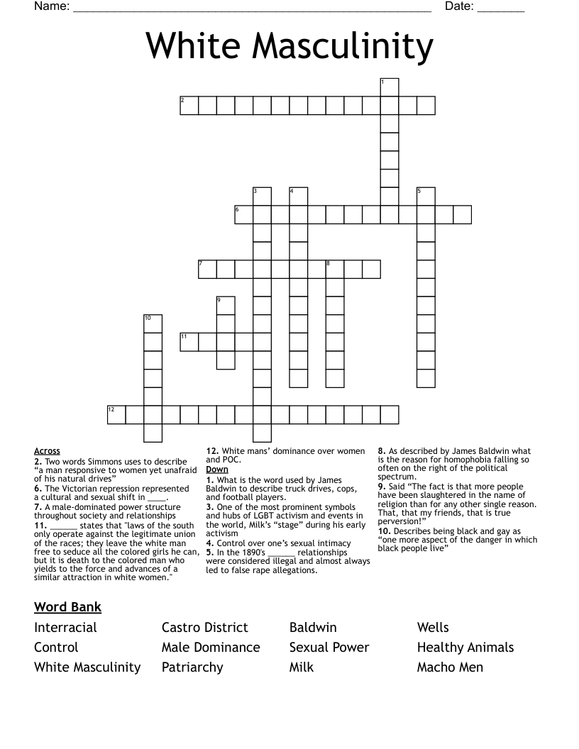 White Masculinity Crossword