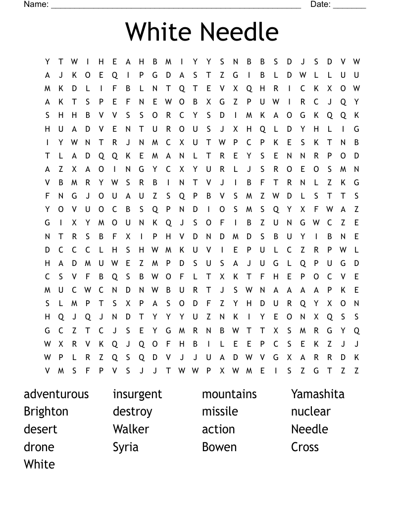 White Needle Word Search