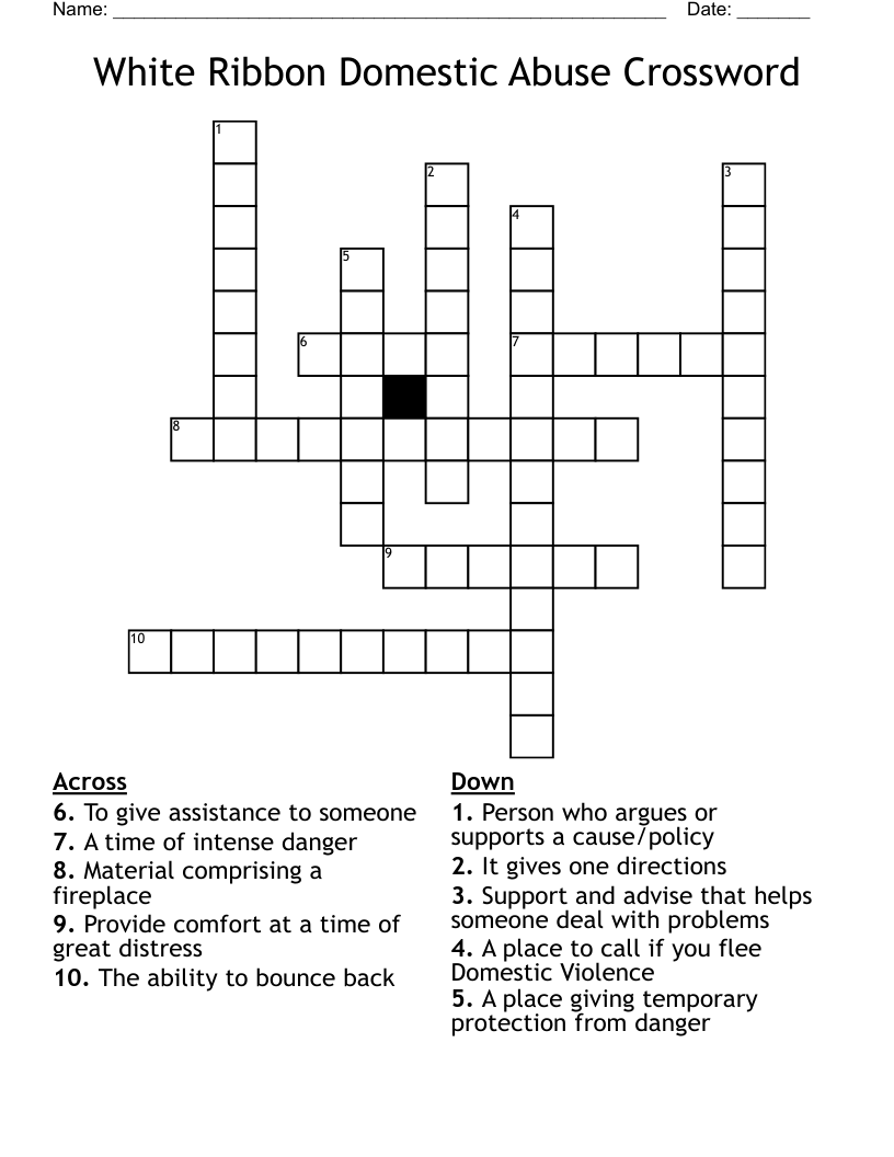 White Ribbon Domestic Abuse Crossword