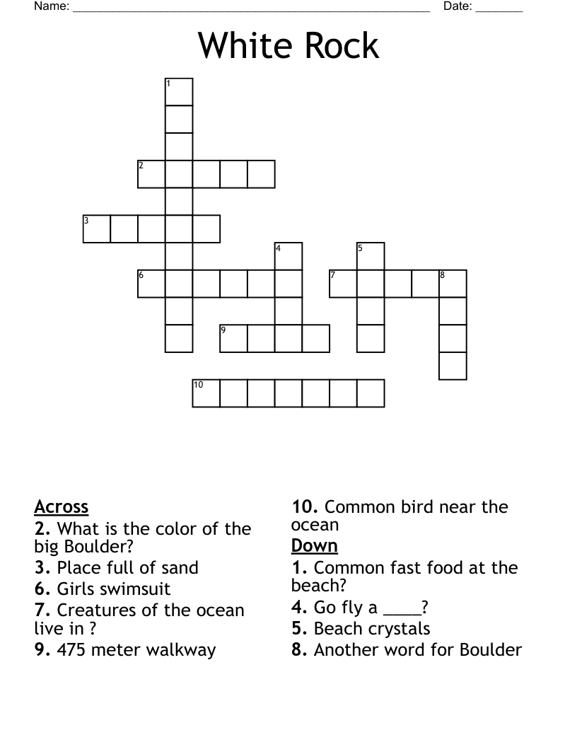 White Rock Crossword