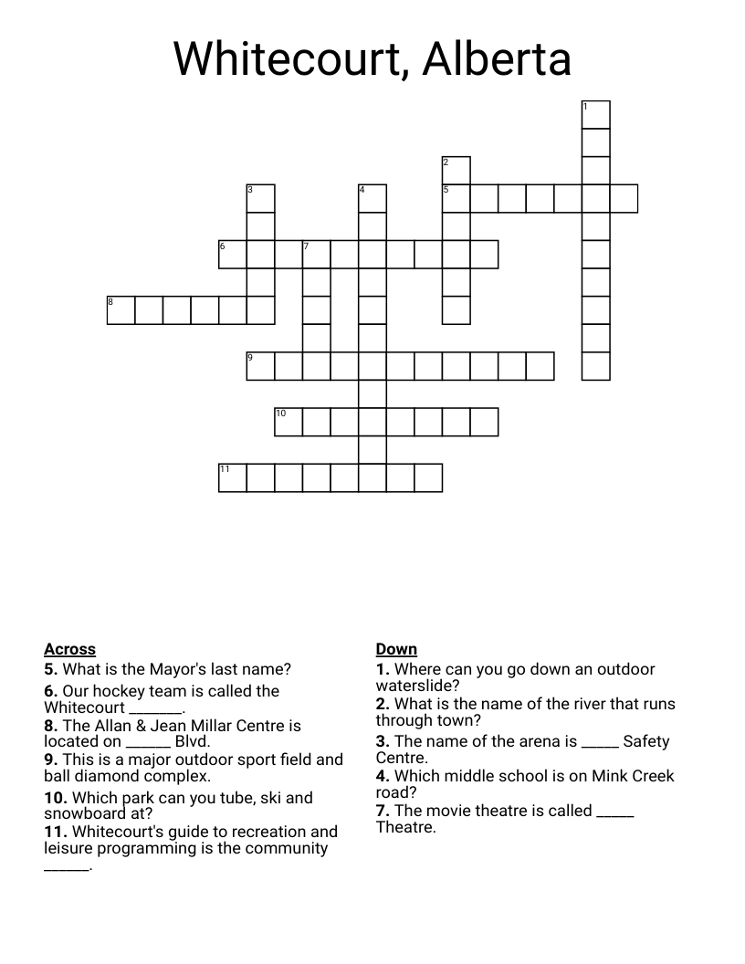 Whitecourt, Alberta Crossword