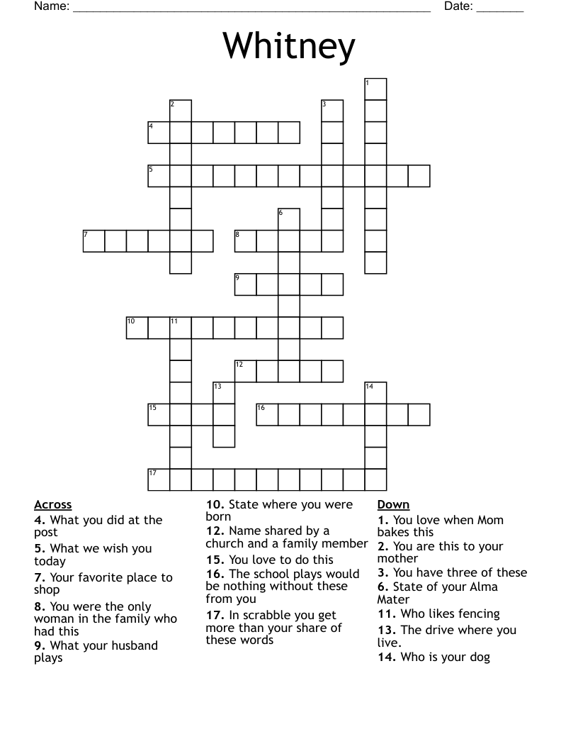 Whitney Crossword