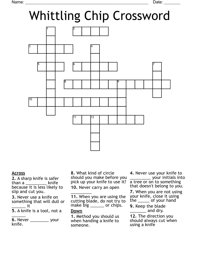 Whittling Chip Crossword