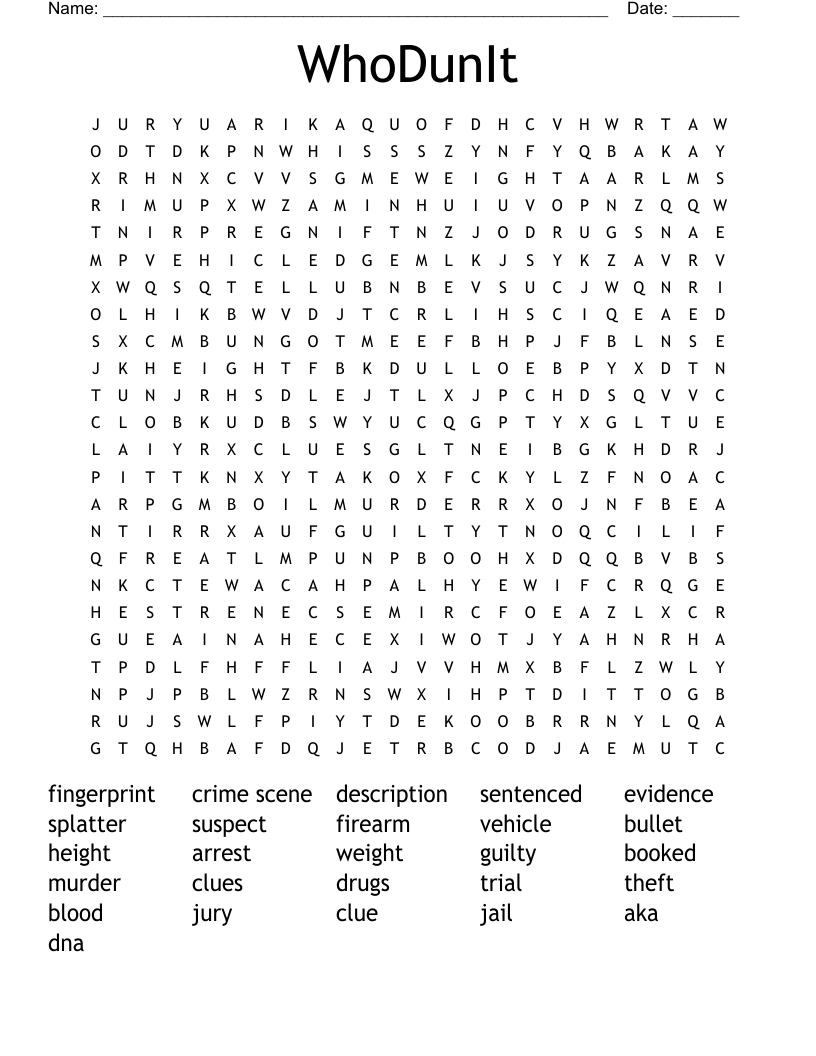 WhoDunIt Word Search