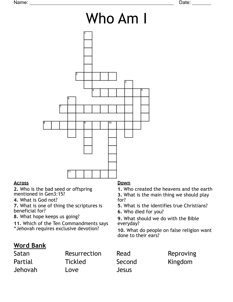 Who Am I Crossword