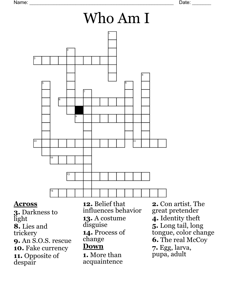 Who Am I Crossword