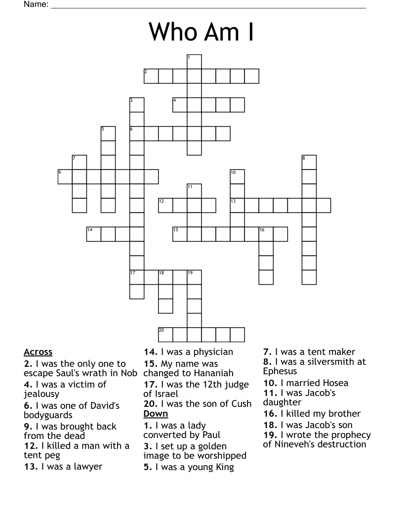 Who Am I Crossword