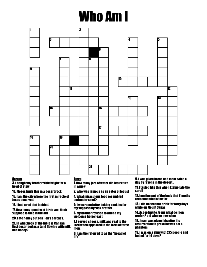 Who Am I Crossword