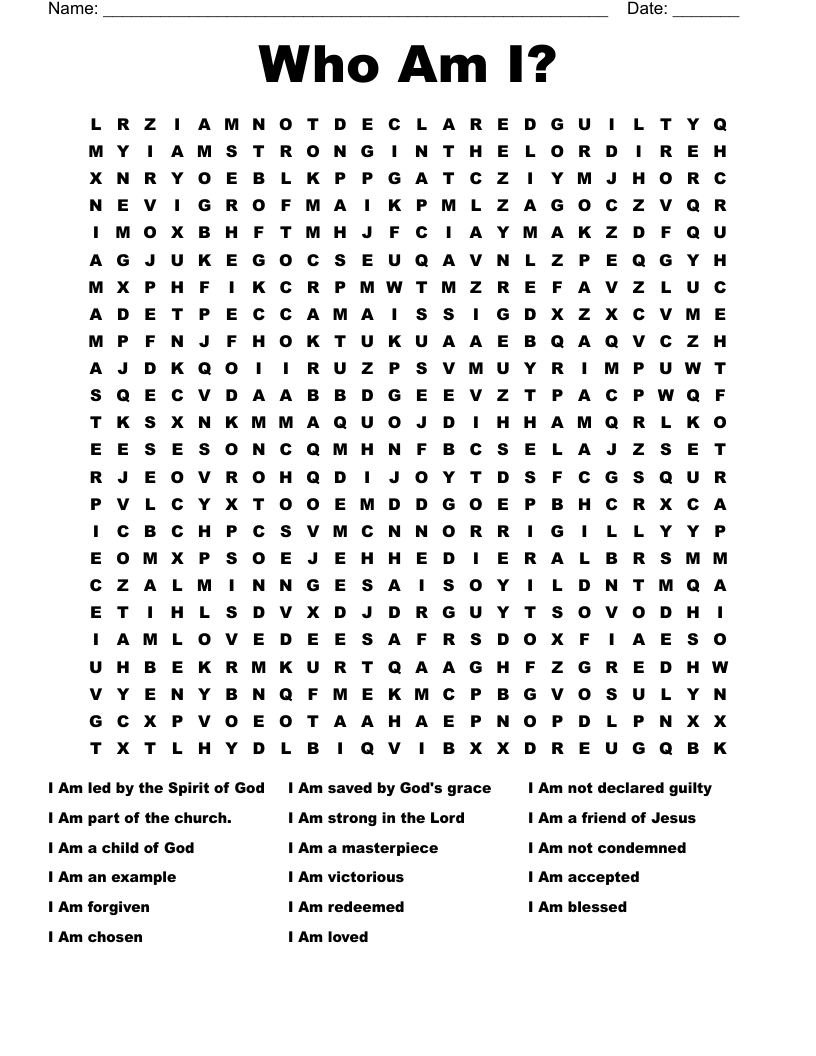 Who Am I? Word Search