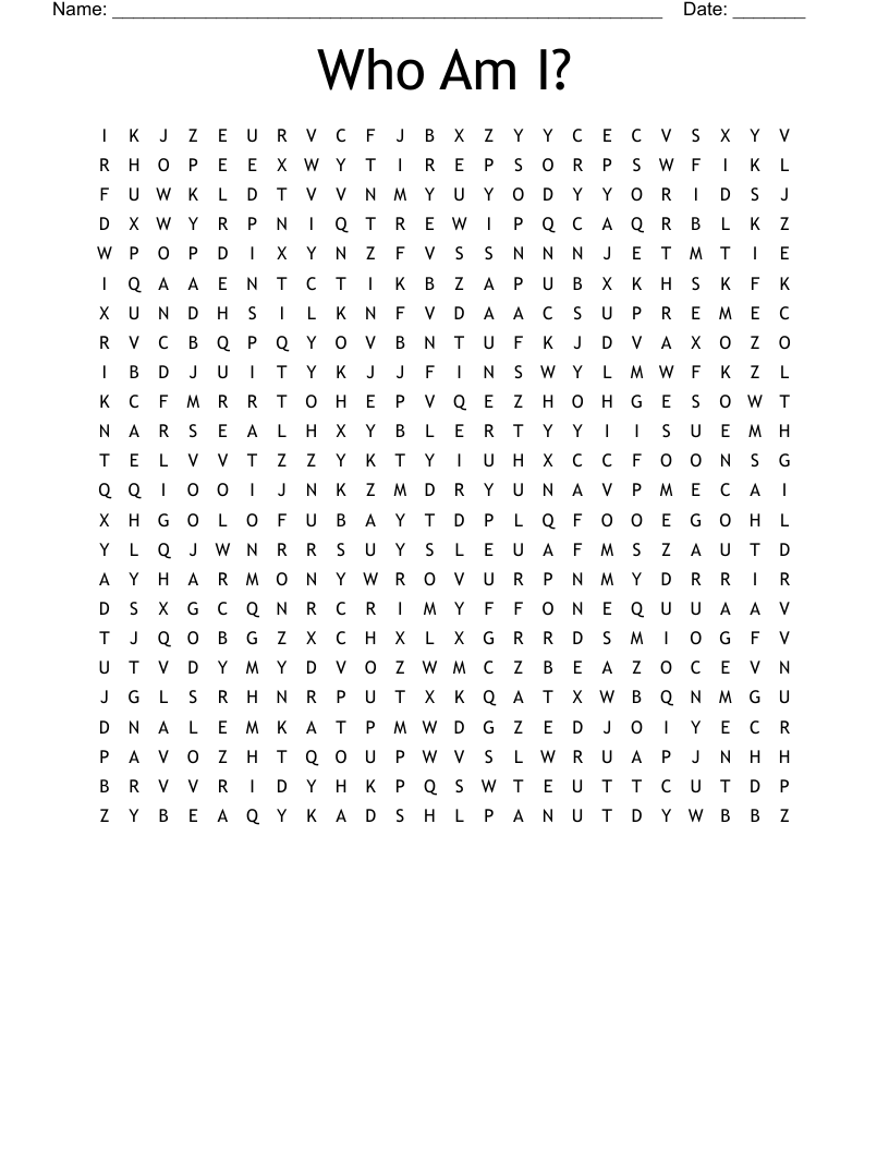 Who Am I?  Word Search