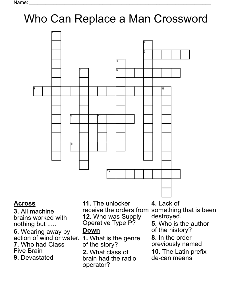 Who Can Replace a Man Crossword