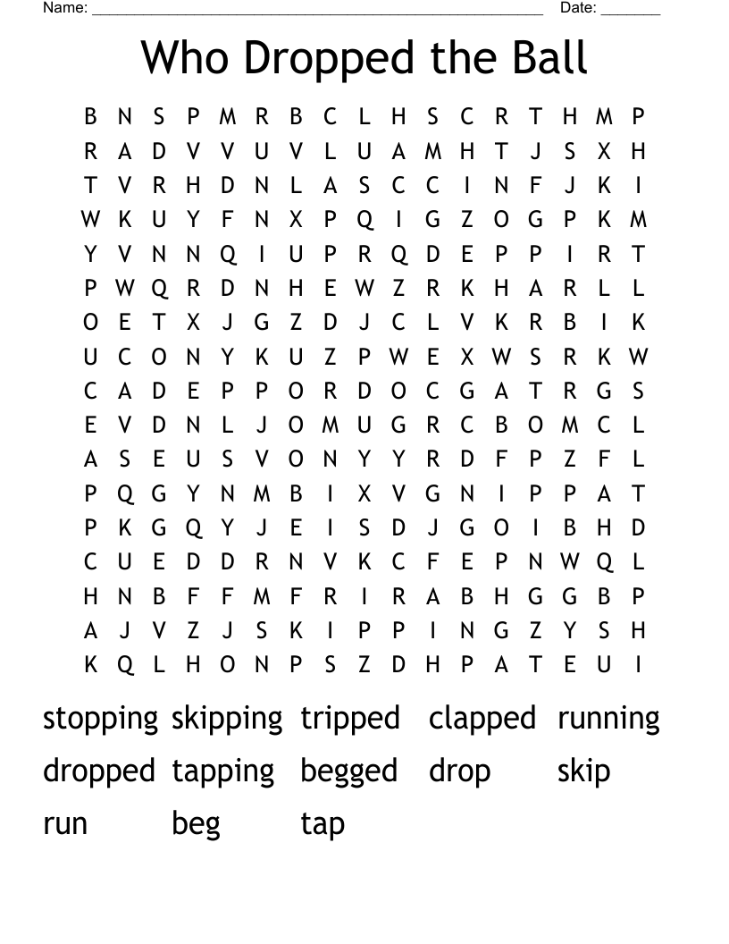 Who Dropped the Ball Word Search