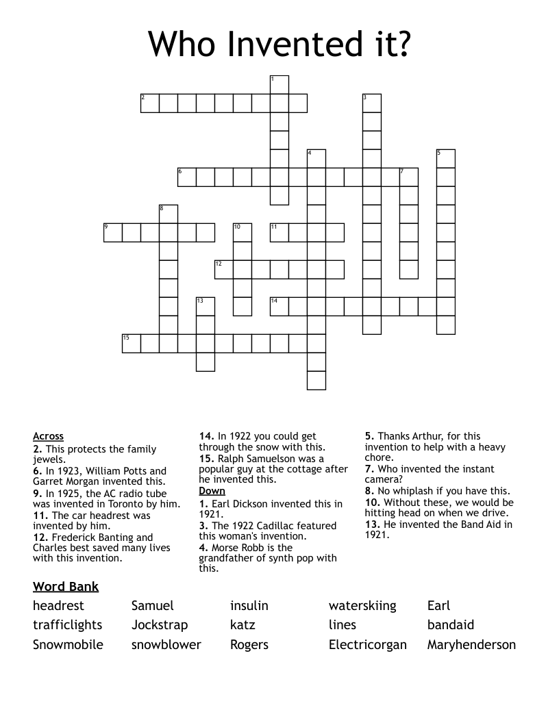 Who Invented it? Crossword